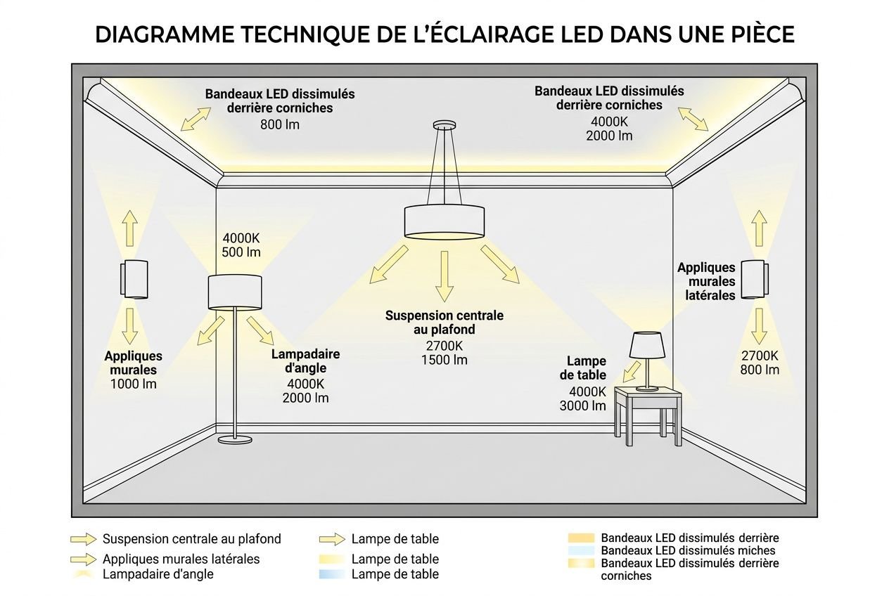 Schéma de distribution d'éclairage LED multi-sources